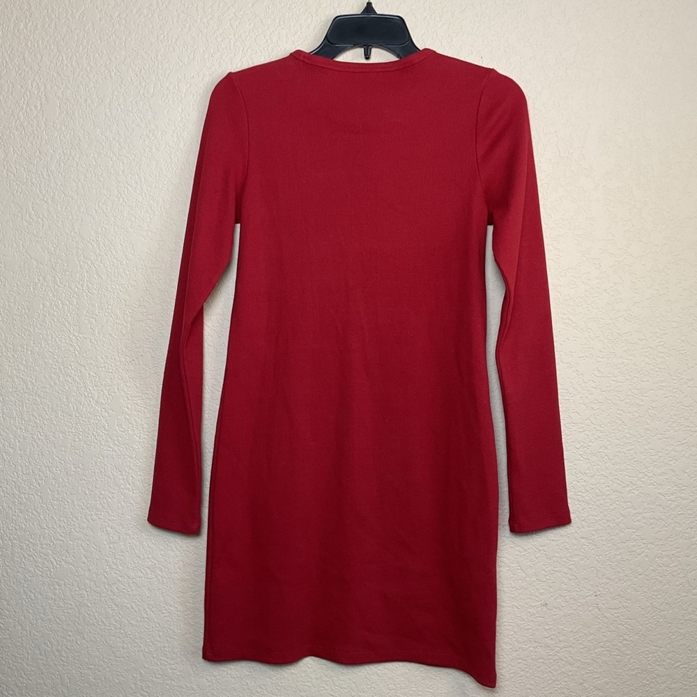 Wilfred Free Aritizia Womens Small Red Long Sleeve Ribbed Casual Dress - Picture 2 of 5